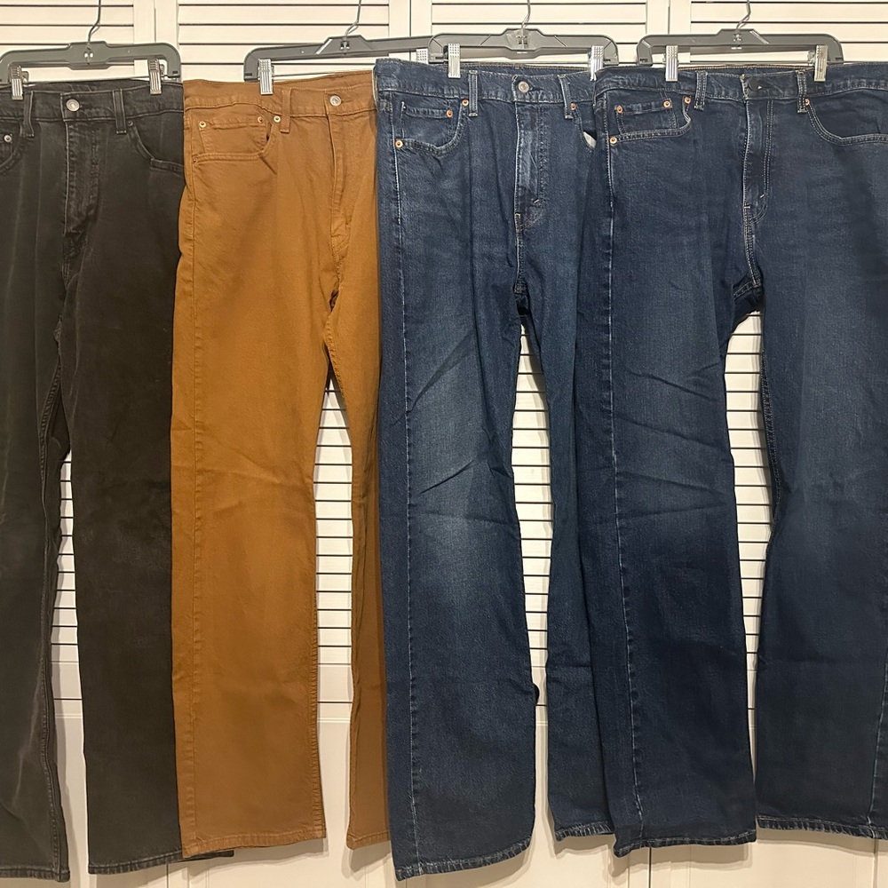Levi's Men's Straight Jeans in Black, Tan, and Blue